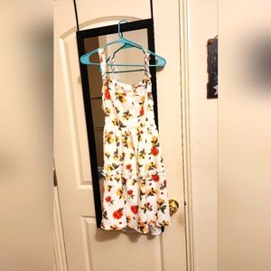 SHEIN VCAY Floral Print Backless Knot Frilled Straps Dress